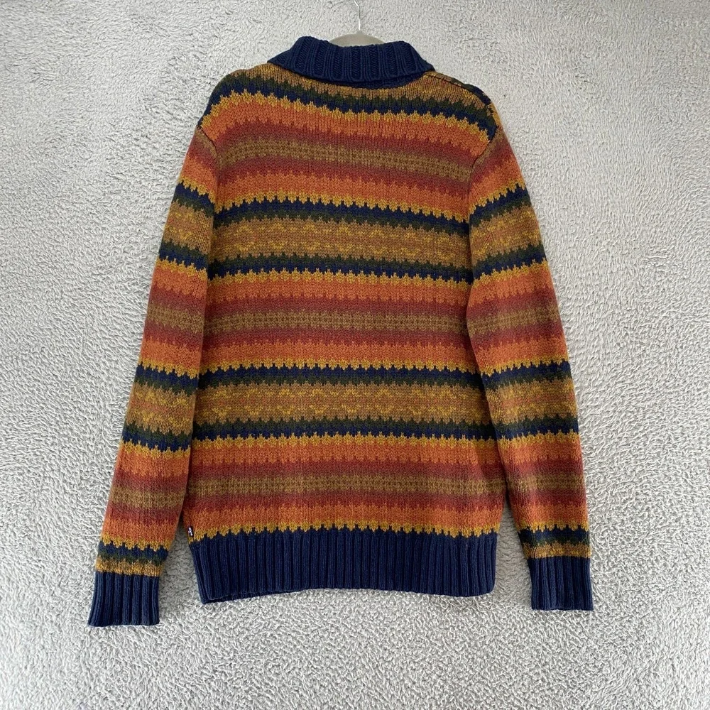 Levi's Sweater Mens Large Wool‎ Striped Shawl Collar Southwestern Orange